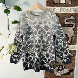 Marisa Christina Gray and White Snowflake Sweater, Wool and Angora